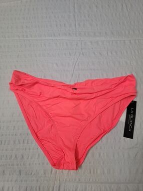La Blanca Neon Coral Fold-Over Bikini Bottom Size 16